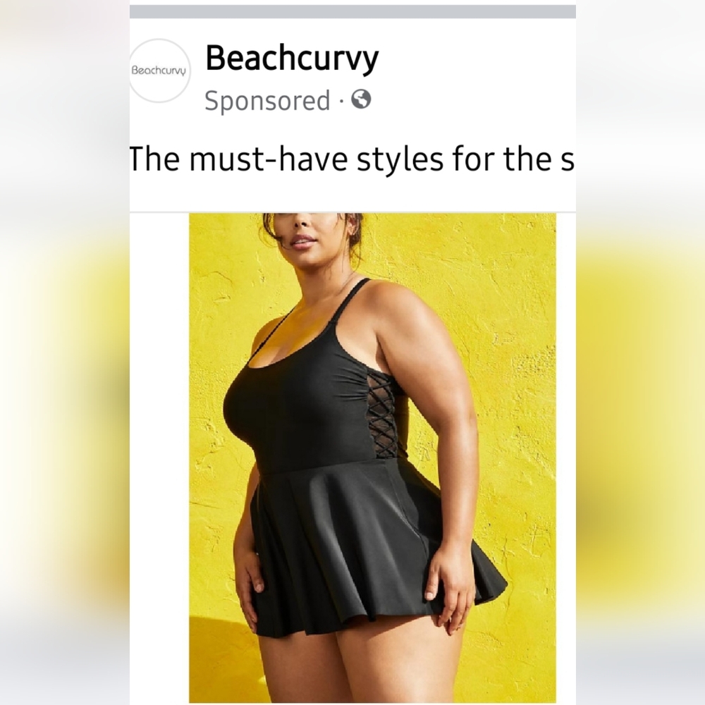 NIB BLACK SWIM DRESS BY BEACH CURVY